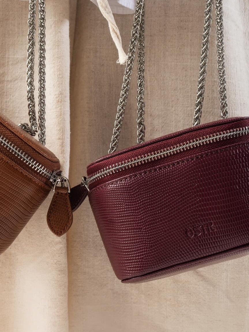Ostr Maroon Croc Bag
